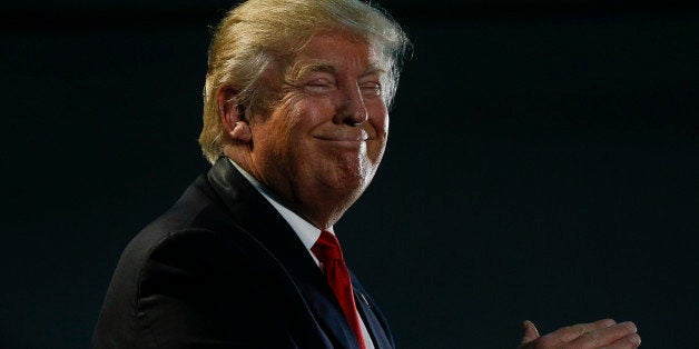 Republican presidential candidate Donald Trump smiles during a rally, Thursday, June 2, 2016, in San Jose, Calif. (AP Photo/Jae C. Hong)