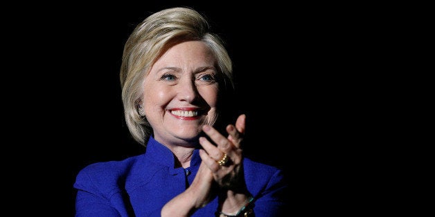 U.S. Democratic presidential candidate Hillary Clinton greets the crowd at a campaign rally at the Greek Theatre in Los Angel