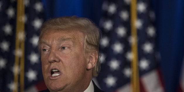 Donald Trump, presumptive Republican presidential nominee, speaks during a primary night event at the Trump National Golf Club Westchester in Briarcliff Manor, New York, U.S., on Tuesday, June 7, 2016. Trump, who clinched the Republican nomination last month, is set to face off against Hillary Clinton in the general election and the two are set to be formally nominated at their parties' conventions in July. Photographer: Victor Blue/Bloomberg via Getty Images