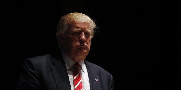 Donald Trump, presumptive Republican presidential nominee, pauses while speaking during a campaign event in Atlanta, Georgia, U.S., on Wednesday, June 15, 2016. Trump's response to the deadliest mass shooting in U.S. history has Republican senators losing hope that their presumptive nominee will tame his blustery rhetoric and moderate his controversial policy positions ahead of the fall election. Photographer: Luke Sharrett/Bloomberg via Getty Images