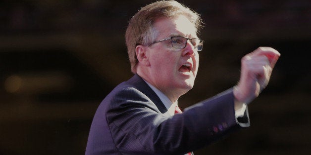 Lt. Gov. Dan Patrick speaks at the Republican Party of Texas State Convention at the Kay Bailey Hutchison Convention Center,