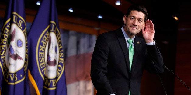 U.S. House Speaker Paul Ryan (R-WI) listens to a question during his weekly news conference at the U.S. Capitol in Washington