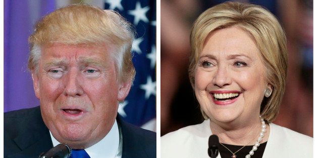 A combination photo shows Republican U.S. presidential candidate Donald Trump (L) in Palm Beach, Florida and Democratic U.S. presidential candidate Hillary Clinton (R) in Miami, Florida at their respective Super Tuesday primaries campaign events on March 1, 2016. Republican Donald Trump and Democrat Hillary Clinton rolled up a series of wins on Tuesday, as the two presidential front-runners took a step toward capturing their parties' nominations on the 2016 campaign's biggest day of state-by-state primary voting. REUTERS/Scott Audette (L), Javier Galeano (R)