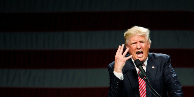 Republican presidential candidate Donald Trump speaks at a campaign rally in Greensboro, North Carolina on June 14, 2016. R