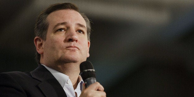 Senator Ted Cruz, a Republican from Texas and 2016 presidential candidate, pauses while speaking during a campaign event in Irvine, California, U.S., on Monday, April 11, 2016. Cruz swept the Republican National Convention delegate selection process in Colorado, displaying a strong grassroots organizational effort and greater popularity among the western state's most committed party activists. Photographer: Patrick T. Fallon/Bloomberg via Getty Images 