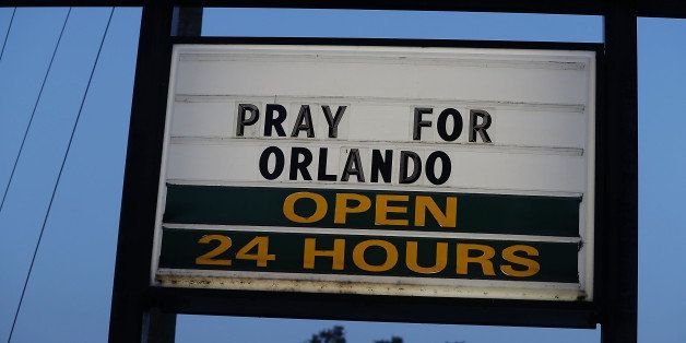 ORLANDO, FL - JUNE 15: A sign reading ' Pray for Orlando' is seen near the Pulse gay nightclub where Omar Mateen killed 49 people on June 15, 2016 in Orlando, Florida. The mass shooting killed 49 people and injuring 53 others in what is the deadliest mass shooting in the country's history. (Photo by Joe Raedle/Getty Images)