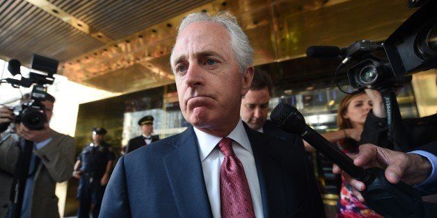 US Senator Bob Corker, R-TN (C) leaves Trump Tower May 23, 2016 after meeting with presumptive Republican presidential nominee Donald Trump. / AFP / TIMOTHY A. CLARY (Photo credit should read TIMOTHY A. CLARY/AFP/Getty Images)