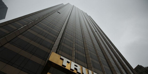 NEW YORK, NY - MAY 06: A Trump owned hotel stands in Manhattan as protesters rally in front of it on May 06, 2016 in New York