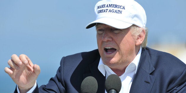 Republican presidential candidate Donald Trump speaks during a news conference, at his Turnberry golf course, in Turnberry, S