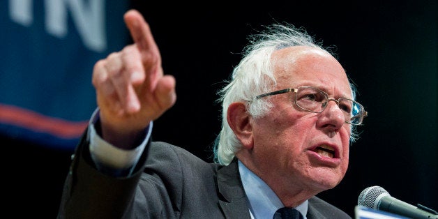 Democratic presidential candidate Sen. Bernie Sanders, I-Vt., addresses supporters in New York Thursday, June 23, 2016. (AP P