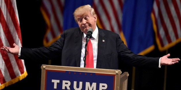 Republican U.S. presidential candidate Donald Trump speaks during a campaign rally at the Treasure Island Hotel & Casino in L