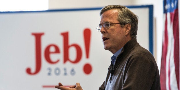 KEENE, NH - FEBRUARY 02: Republican presidential candidate Jeb Bush speaks at a town hall style meeting for employees at C &