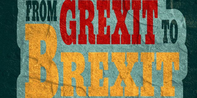 United Kingdom exit from europe relative image. Brexit named politic process. Referendum theme. From Grexit to Brexit text. Concrete textured