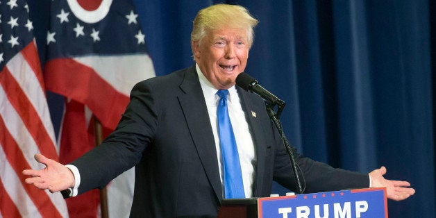 Republican presidential candidate Donald Trump speaks during a campaign rally at the Sharonville Convention Center, Wednesday