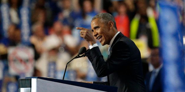 President Barack Obama speaks at the Democratic National Convention in Philadelphia, Pennsylvania, U.S. July 27, 2016. REUTERS/Gary Cameron