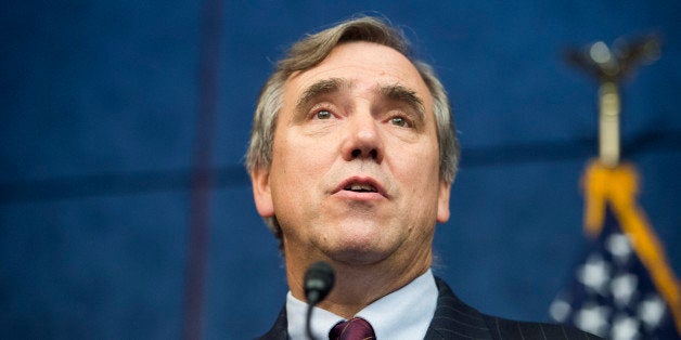 UNITED STATES - JULY 21: Sen. Jeff Merkley, D-Ore., speaks during the Senate Democrats' news conference to highlight the fift