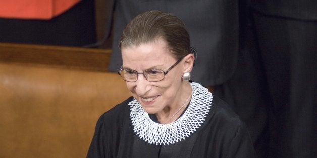 WASHINGTON, DC - Feb. 24: Supreme Court Justice Ruth Bader Ginsberg arrives in the House chamber before Barack Obama's first