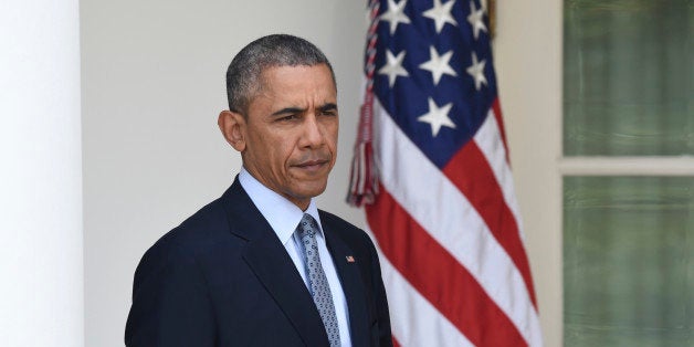 President Barack Obama walks to the Rose Garden of the White House in Washington, Thursday, April 2, 2015, to talk about the breakthrough in the Iranian nuclear talks. The president said the Iran nuclear deal _ if completed_ will make US, allies and the world safer. (AP Photo/Susan Walsh)