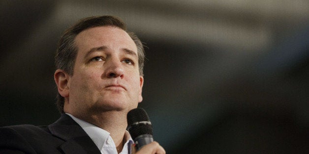 Senator Ted Cruz, a Republican from Texas and 2016 presidential candidate, pauses while speaking during a campaign event in I
