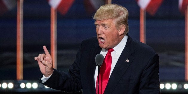 CLEVELAND, USA - JULY 21: Donald Trump accepts the Republican nomination for President at the 2016 Republican National Convention in Cleveland, Ohio, USA on July 21, 2016. (Photo by Samuel Corum/Anadolu Agency/Getty Images)