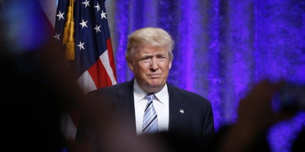 Republican U.S. presidential candidate Donald Trump arrives to introduce Indiana Governor Mike Pence as his vice presidential