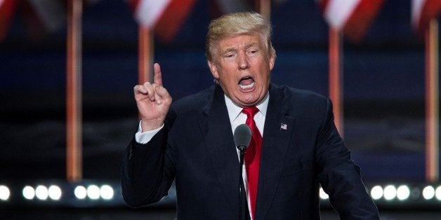 CLEVELAND, USA - JULY 21: Donald Trump accepts the Republican nomination for President at the 2016 Republican National Convention in Cleveland, Ohio, USA on July 21, 2016. (Photo by Samuel Corum/Anadolu Agency/Getty Images)