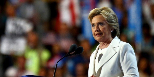 PHILADELPHIA, USA - JULY 29: The nominee of the Democratic Party for President of the United States Hillary Clinton delivers a speech during a congress ahead of 58th Presidential election on November 08, in Philadelphia, USA on July 29, 2016. Hillary Clinton is the first female Presidential nominee in U.S. history. (Photo by Volkan Furuncu/Anadolu Agency/Getty Images)