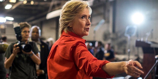 JOHNSTOWN, PA - On the second day of a bus tour through Pennsylvania and Ohio, Democratic Nominee for President of the United States former Secretary of State Hillary Clinton along with running mate Senator Tim Kaine, Anne Holton, and President Bill Clinton, speak to and meet Pennsylvania voters at wire plant in Johnstown, Pennsylvania on Saturday, July 30, 2016. (Photo by Melina Mara/The Washington Post via Getty Images)