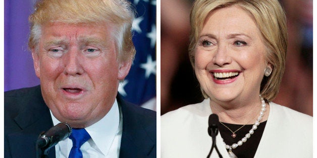 A combination photo shows Republican U.S. presidential candidate Donald Trump (L) in Palm Beach, Florida and Democratic U.S. presidential candidate Hillary Clinton (R) in Miami, Florida at their respective Super Tuesday primaries campaign events on March 1, 2016. Republican Donald Trump and Democrat Hillary Clinton rolled up a series of wins on Tuesday, as the two presidential front-runners took a step toward capturing their parties' nominations on the 2016 campaign's biggest day of state-by-state primary voting. REUTERS/Scott Audette (L), Javier Galeano (R)