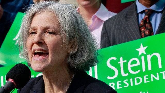 FILE - In this Oct. 24, 2011 file photo, Jill Stein of Lexington, Mass. speaks during a news conference outside the Statehouse in Boston. Stein, a Massachusetts doctor who ran against Mitt Romney for governor a decade ago is poised to challenge him again _ this time for president as the Green Party's candidate. (AP Photo/Elise Amendola)