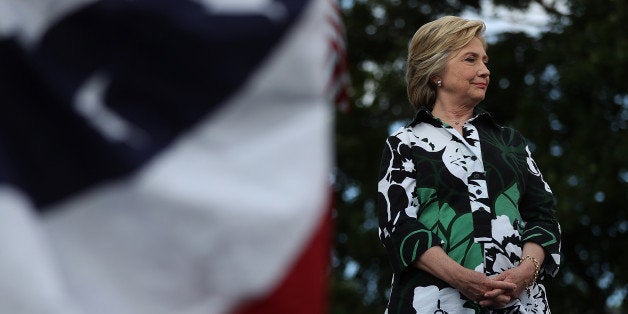 COLUMBUS, OH - JULY 31: Democratic presidential nominee former Secretary of State Hillary Clinton looks on during a campaign
