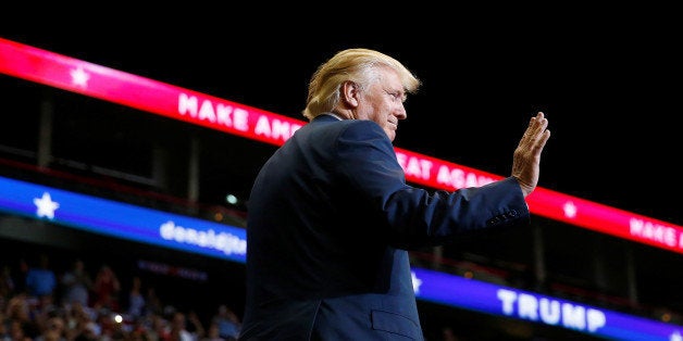 Republican presidential nominee Donald Trump attends a campaign event at the Jacksonville Veterans Memorial Arena in Jacksonv