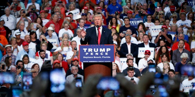 Republican presidential candidate Donald Trump during a campaign town hall at Ocean Center, Wednesday, Aug. 3, 2016, in Daytona Beach, Fla. (AP Photo/Evan Vucci)