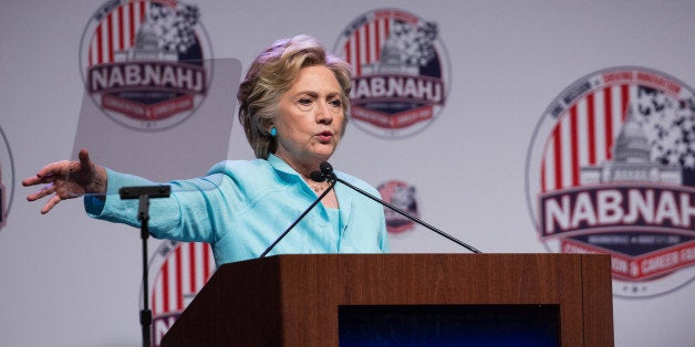 Democratic Nominee Hillary Clinton, speaks and takes questions from journalists at the National Assciation of Black Journalists (NABJ), and the National Association of Hispanic Journalists (NAHJ) joint conference, in Washington, on August 5, 2016. Republican nominee Donald Trump declined the invitation. (Photo by Cheriss May/NurPhoto via Getty Images)