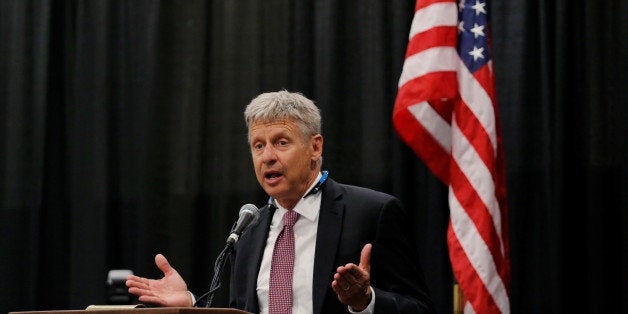 Libertarian Party presidential candidate Gary Johnson speaks during the Cannabis World Congress & Business Exposition in New