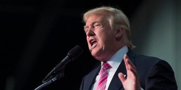 Republican presidential nominee Donald Trump addresses a campaign event at Fredericksburg Expo Center August 20, 2016, in Fredericksburg, Virginia. / AFP / MOLLY RILEY (Photo credit should read MOLLY RILEY/AFP/Getty Images)