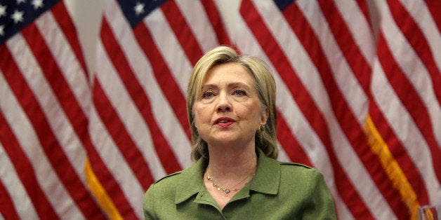 MANHATTAN, NY - AUGUST 18: U.S. Presidential candidate Hillary Clinton meets with law enforcement experts at the John Jay Col