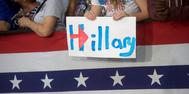 Hillary Clinton supporters wait for the chance to greet the U.S. Democratic presidential nominee during a rally at John Marshall High School in Cleveland, Ohio August 17, 2016. REUTERS/Mark Makela