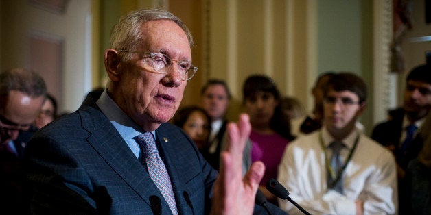 UNITED STATES - SEPTEMBER 20: Senate Minority Leader Harry Reid, D-Nev., speaks to the media in the Ohio Clock Corridor following the Senate Democrats' weekly policy lunch in the Capitol on Tuesday, Sept. 20, 2016. (Photo By Bill Clark/CQ Roll Call)