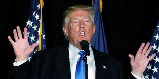 Republican presidential nominee Donald Trump speaks at a campaign rally in Manchester, New Hampshire, U.S., August 25, 2016.
