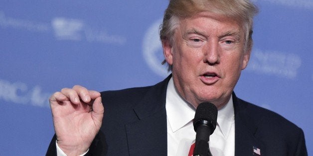 US Republican presidential nominee Donald Trump speaks during the 11th annual Values Voter Summit in Washington, DC, on September 9, 2016. / AFP / MANDEL NGAN (Photo credit should read MANDEL NGAN/AFP/Getty Images)