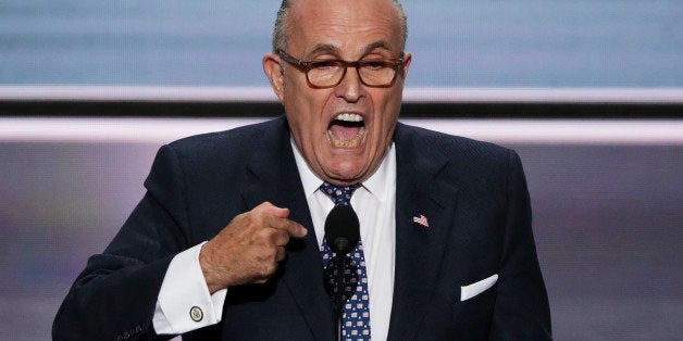 CLEVELAND, OH - JULY 18: Former New York City Mayor Rudy Giuliani delivers a speech on the first day of the Republican Natio