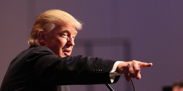 NEW YORK, NY - SEPTEMBER 07: Republican presidential candidate Donald Trump speaks while accepting the Conservative Party of New York State's nomination for president on September 7, 2016 in New York City. Following the event Trump will take part in a forum with Hillary Clinton, to answer questions on veterans issues and national security. (Photo by Spencer Platt/Getty Images)