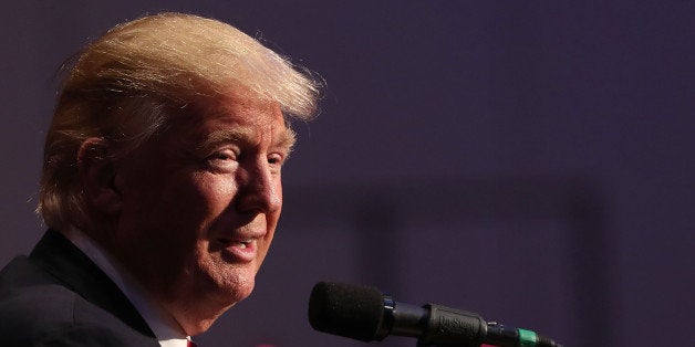 NEW YORK, NY - SEPTEMBER 07: Republican presidential candidate Donald Trump speaks while accepting the Conservative Party of New York State's nomination for president on September 7, 2016 in New York City. Following the event Trump will take part in a forum with Hillary Clinton, to answer questions on veterans issues and national security. (Photo by Spencer Platt/Getty Images)