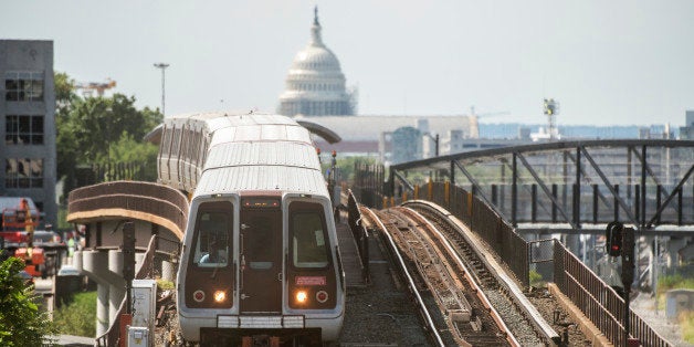 UNITED STATES - SEPTEMBER 02: A Red Line Metro train pulls out of the Rhode Island Avenue station, September 2, 2016. (Photo By Tom Williams/CQ Roll Call)