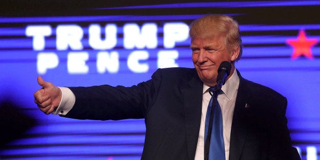 MIAMI, FL - SEPTEMBER 16: Republican presidential candidate Donald Trump speaks during a rally at the James L. Knight Center on September 16, 2016 in Miami, Florida. Mr. Trump is in a tight race against Democratic candidate Hillary Clinton as the November 8th election nears. (Photo by Joe Raedle/Getty Images)