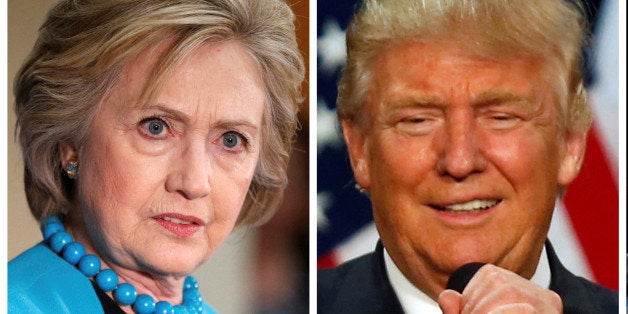 A combination of file photos show L-R: U.S. Democratic presidential candidate Hillary Clinton, Republican U.S. presidential candidate Donald Trump in 2016 and U.S. President Barack Obama, and Republican presidential nominee Mitt Romney in 2012. REUTERS/File Photos