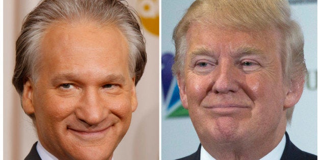 This combination photo shows Bill Maher in Hollywood, California, February 22, 2009 and Donald Trump in Las Vegas, Nevada, December 19, 2012. Trump, the famously outspoken real estate magnate has sued famously outspoken television host Bill Maher, demanding the $5 million Maher offered to give to charity if Trump could prove his father is not an orangutan. But legal experts say Trump is unlikely to get a dime from Maher, the host of the HBO series Real Time With Bill Maher, because his offer was clearly made in jest. REUTERS/Mike Blake/Steve Marcus/Files (UNITED STATES - Tags: ENTERTAINMENT MEDIA LAW SOCIETY POLITICS BUSINESS)