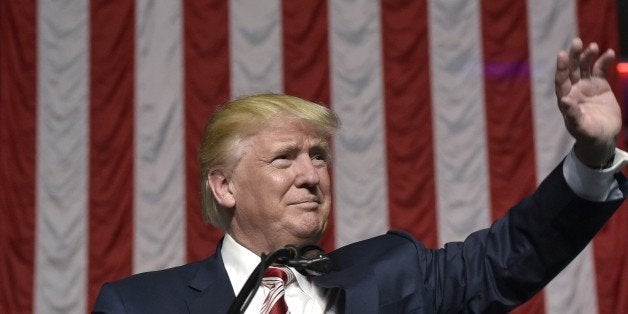 Republican presidential nominee Donald Trump speaks during a rally at the Berglund Center in Roanoke, Virginia on September 2