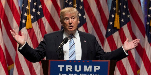 New York, NY USA - July 16, 2016: Donald Trump speaks during introduction Governor Mike Pence as running for vice president at Hilton hotel Midtown Manhattan